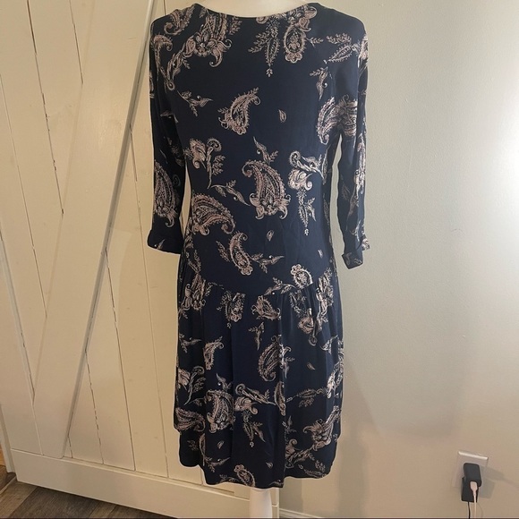 GARNET Hill Women's Size 6 Bohemian Pocket-detail Dress Navy Blue - Picture 4 of 9